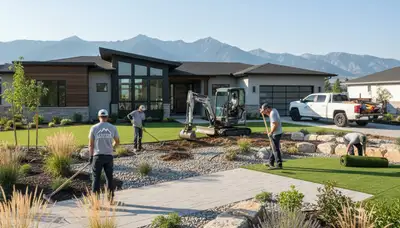 Landscaping crew providing lawn care services in Ogden, UT