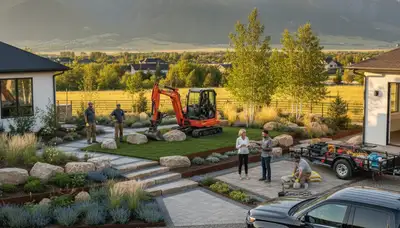 Landscaping crew providing lawn care services in Ogden, UT