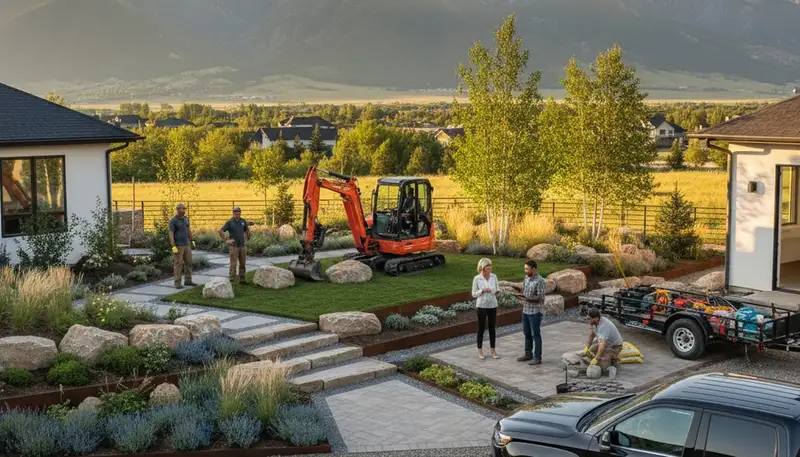 Landscaping crew providing lawn care services in Ogden, UT