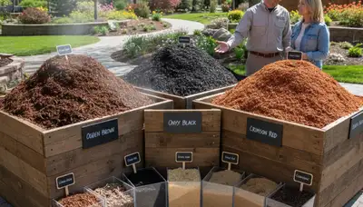 Brown, black, and red mulch options for Ogden, UT landscaping by Chop Chop Landscaping